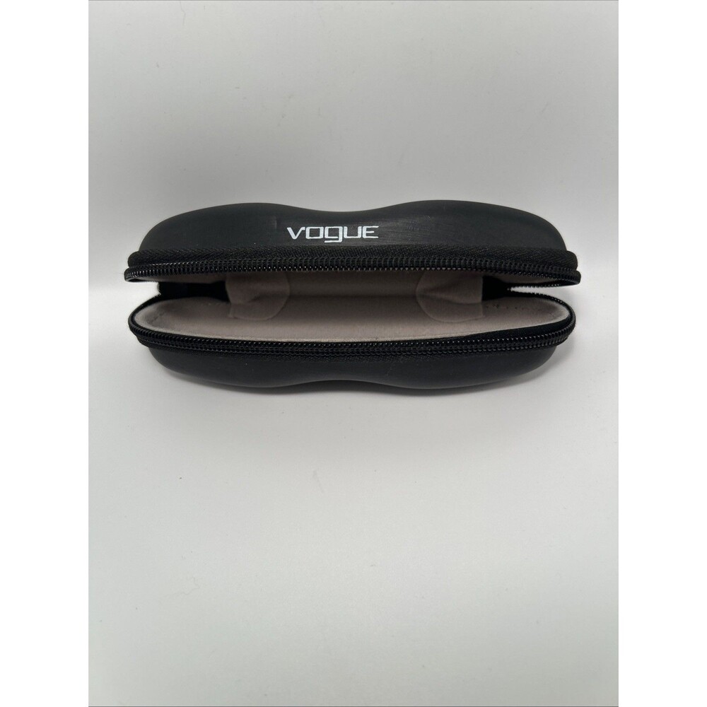 Vogue Eyewear Black Hard Shell Zippered Sunglasses Case Gray Felt Lining